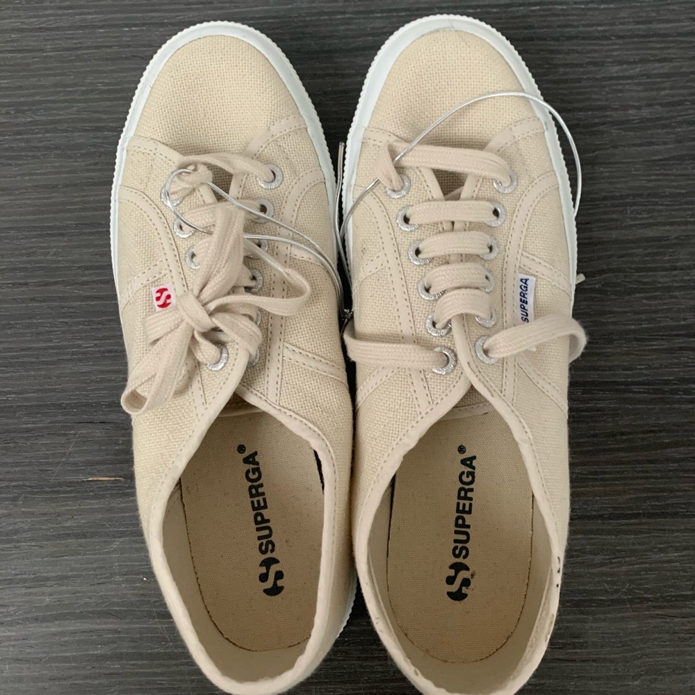 Never Worn Ivory Fabric Superga Sneakers